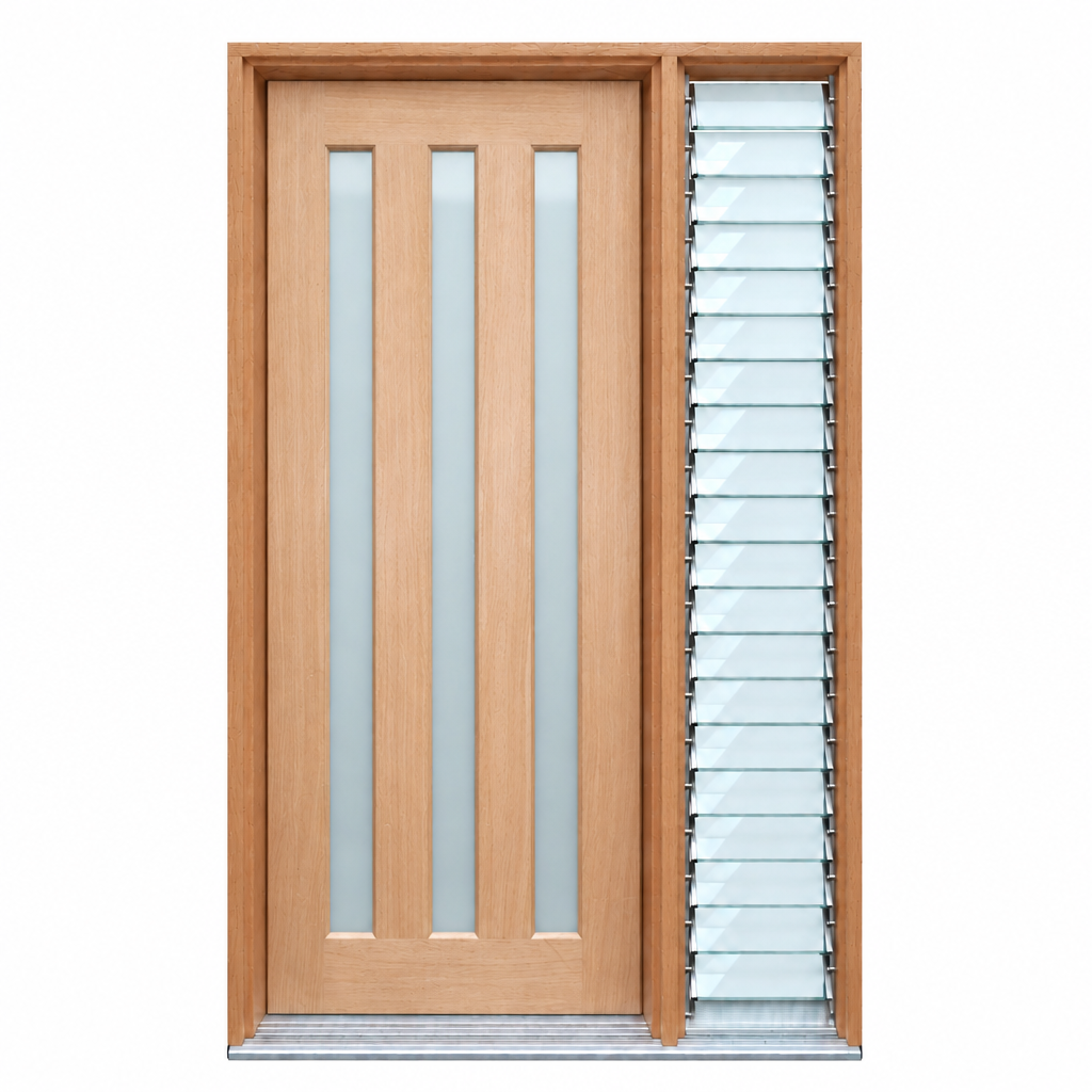 3L door with right glass louvre panel and colour-matched frame