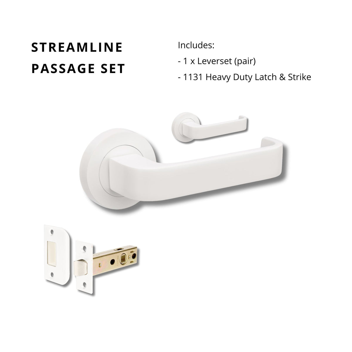 Zanda Streamline - Matt White Door Handles - Matt White
