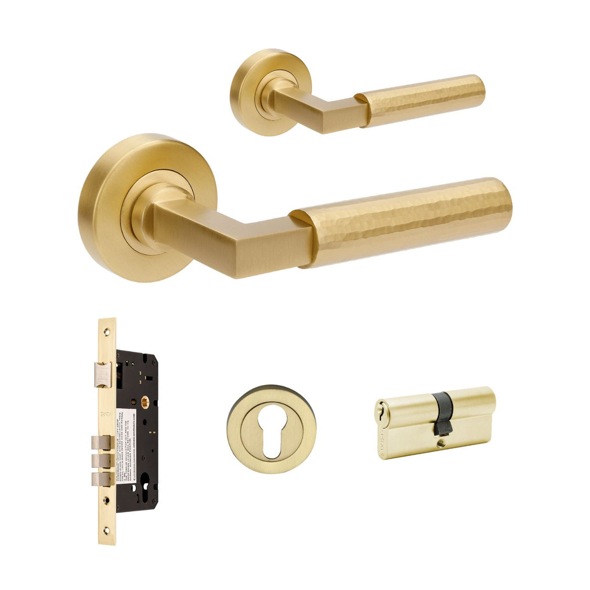 Zanda Zurich Hammered Door Handles - Satin Brass