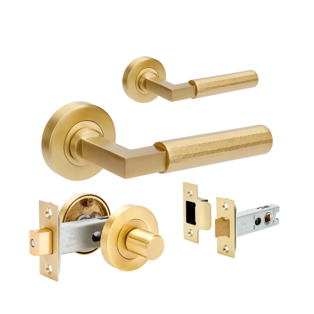 Zanda Zurich Hammered Door Handles - Satin Brass