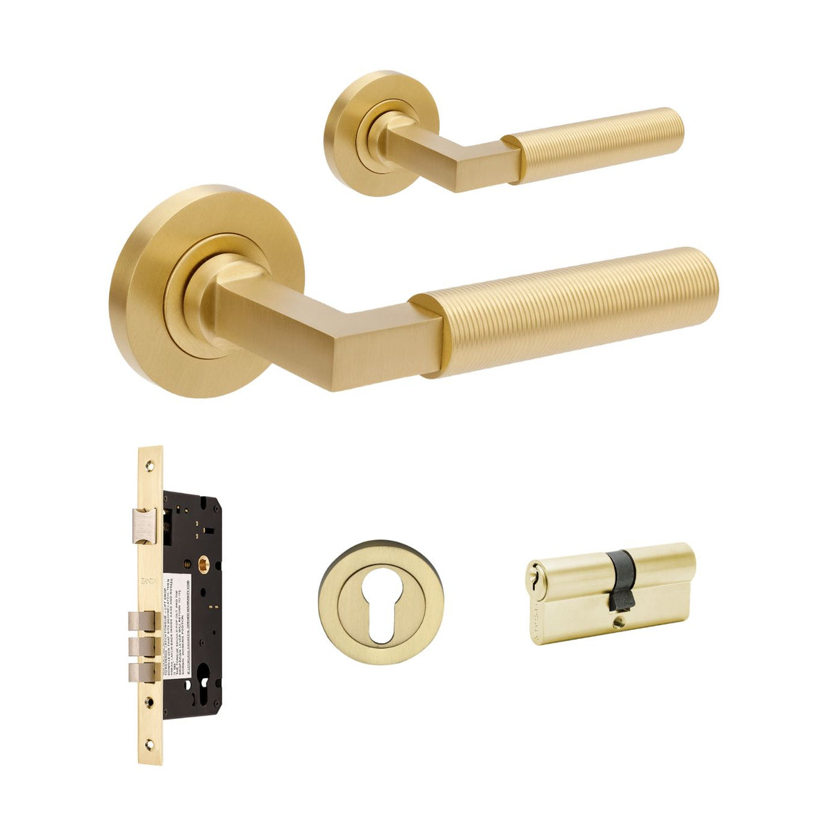 Zanda Zurich Fluted Door Handles - Satin Brass