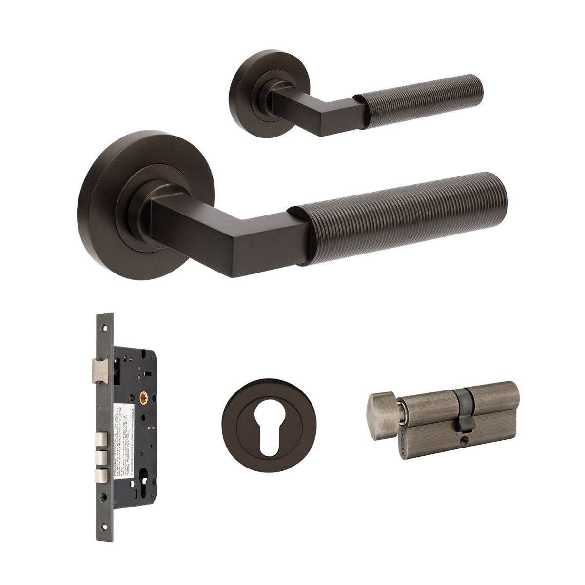 Zanda Zurich Fluted Door Handles - Graphite Nickel