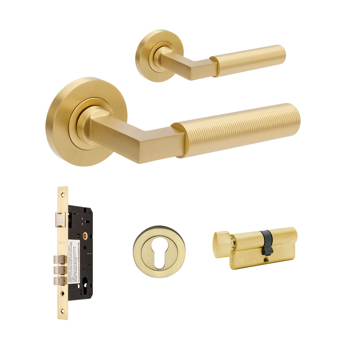Zanda Zurich Fluted Door Handles - Satin Brass