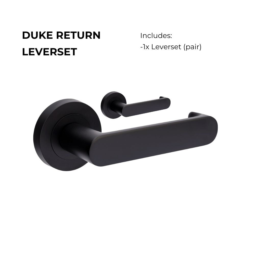 Zanda Duke Return Door Handles - Matt Black