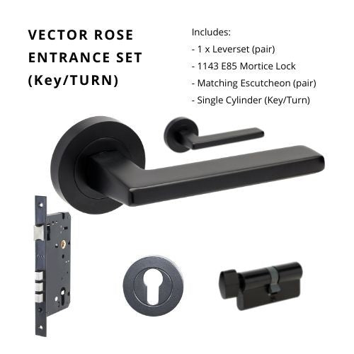 Zanda Vector - Matt Black Door Handles - Matt Black