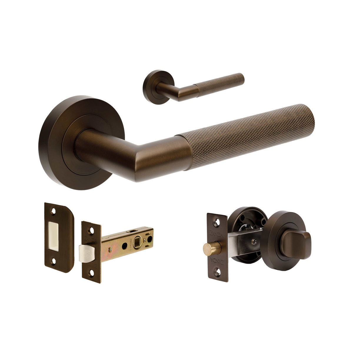 Zanda Vertex Door Handles - Ember Bronze