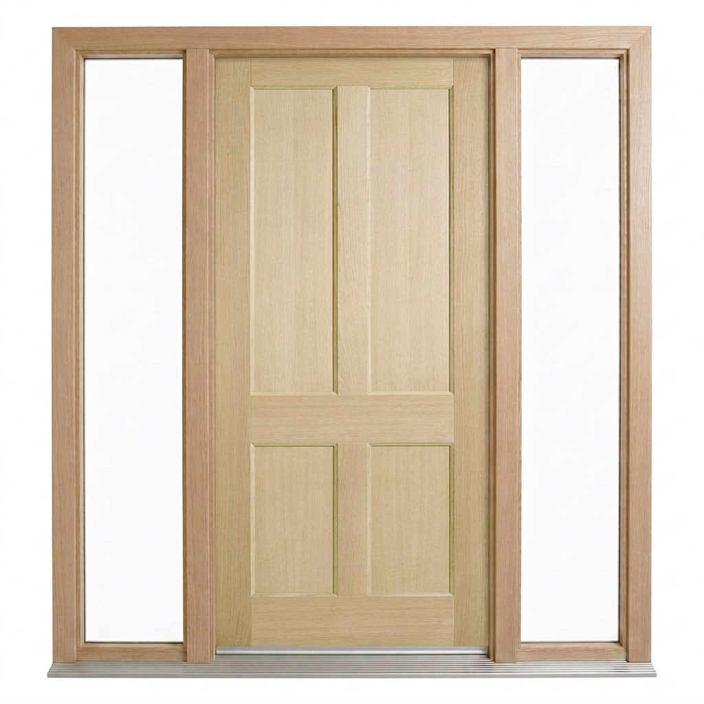 Corinthian Blonde Oak AWO 7 - New frame - 2 fixed sidelights - configuration illustration
