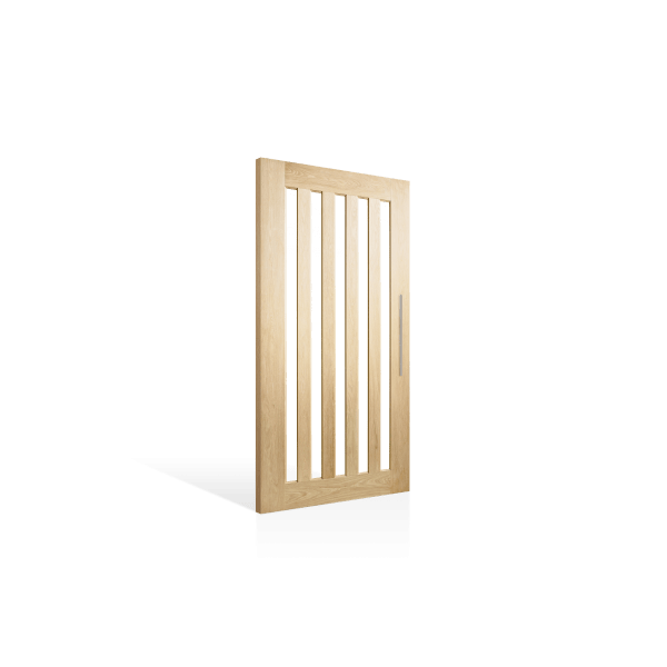 Corinthian Blonde Oak AWOWS 5VG Vertical Glazed Timber Door - Just Doors QLD