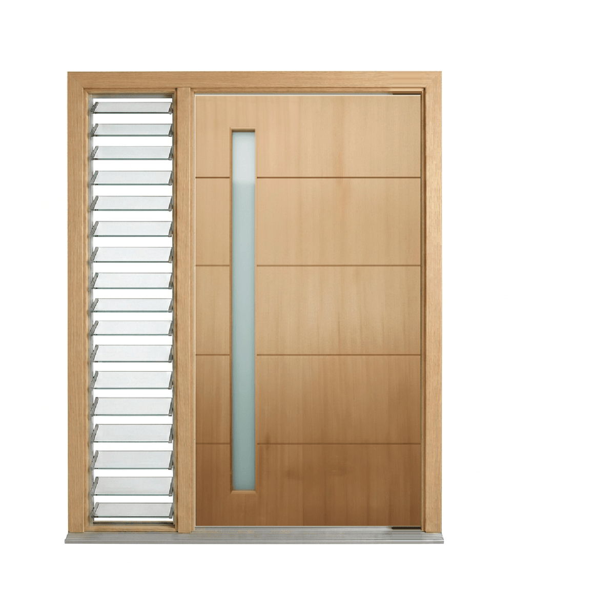 Four-Groove Vertical Glass Timber Door WS Wide Style 2040 & 2340mm – Pre-Hung