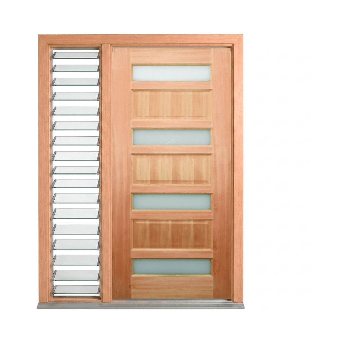 Four-Lite Raised-Panel Glass Timber Door 2040mm – Pre-Hung