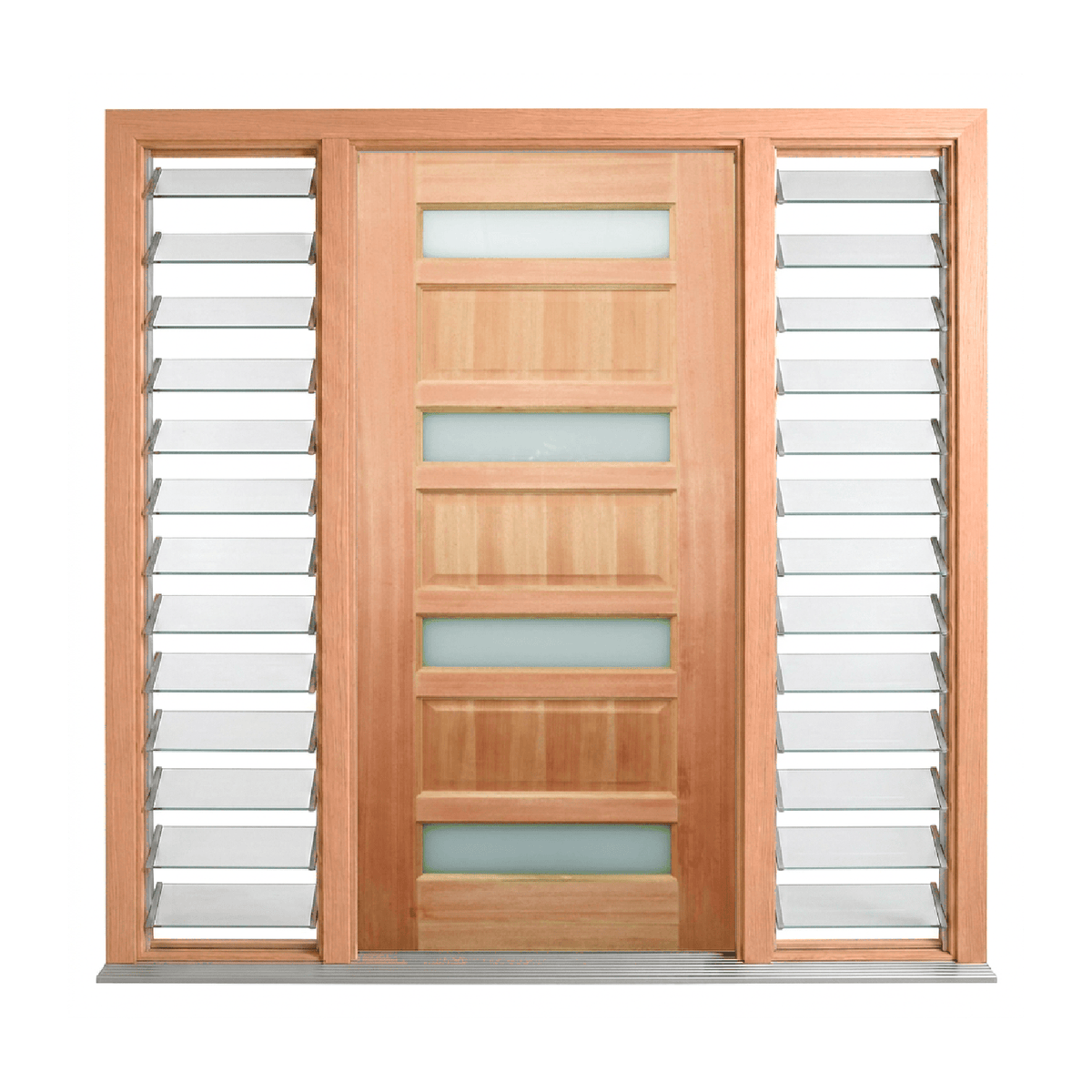 Four-Lite Raised-Panel Glass Timber Door 2040mm – Pre-Hung