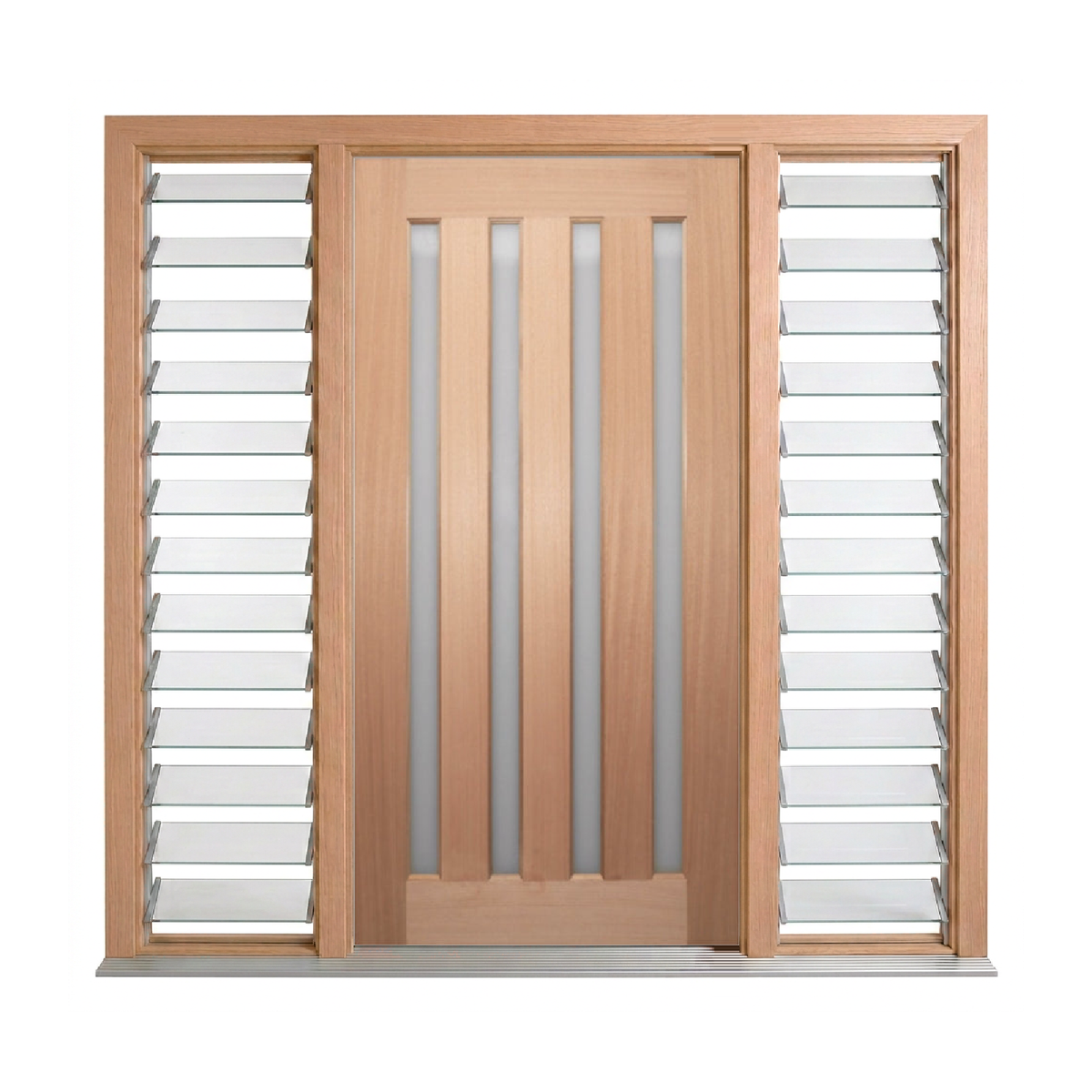 Four-Lite Vertical Glass Timber Door 2040mm – Pre-Hung
