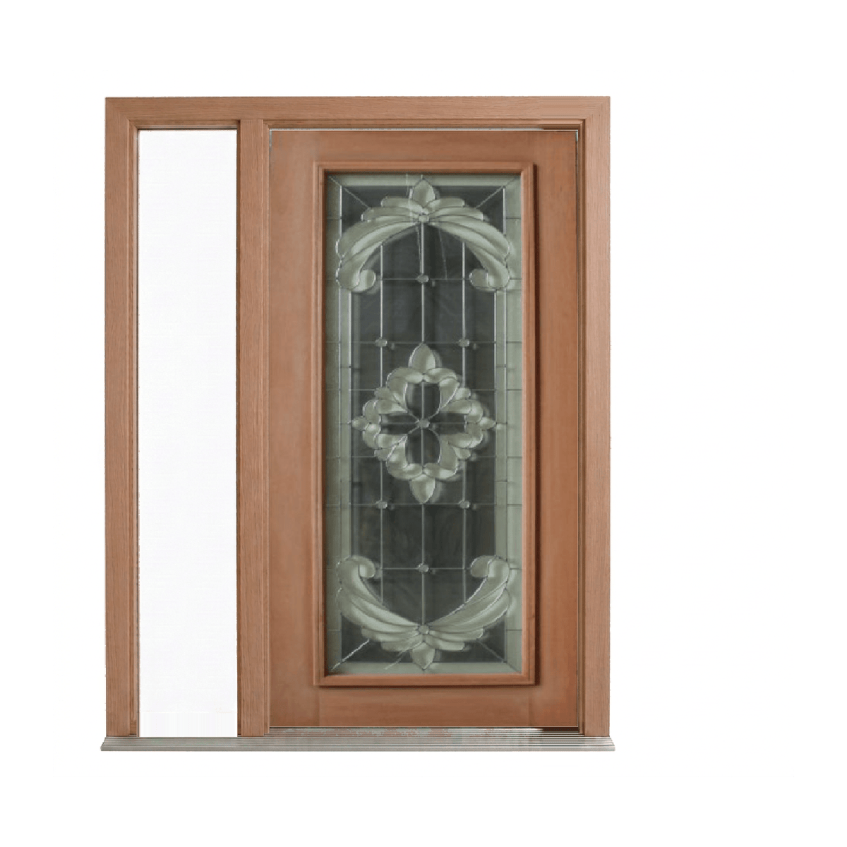 Grey Flower Triple Glazed Leadlight Door – TG-Grey Flower 2040mm – Pre-Hung