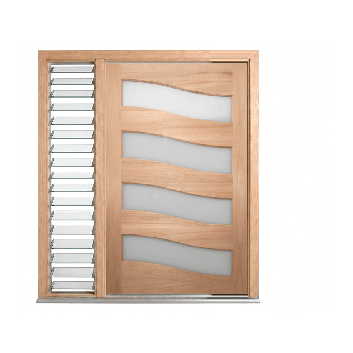 Wave Timber Glass Door – GD-WAVE – WS Wide Style 2340mm – Pre-Hung