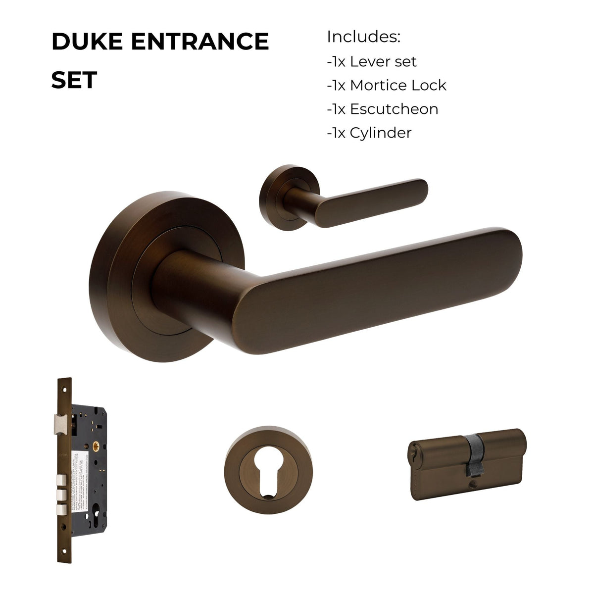Zanda Duke - Ember Bronze Door Handles - Just Doors QLD