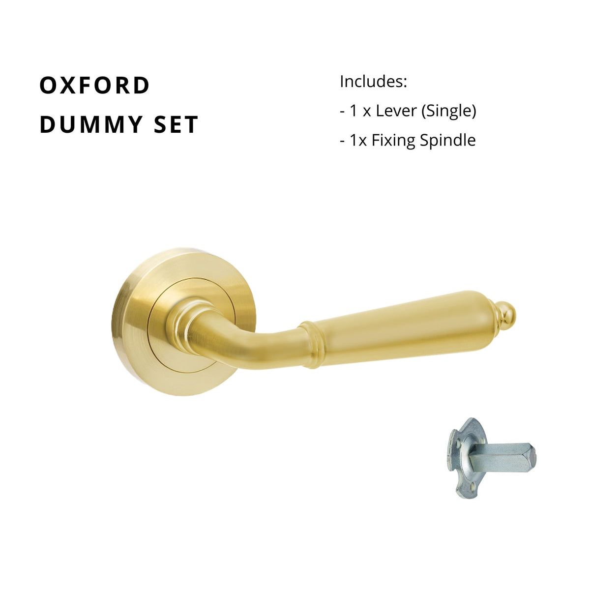 Zanda Oxford - Satin Brass Door Handles - Just Doors QLD