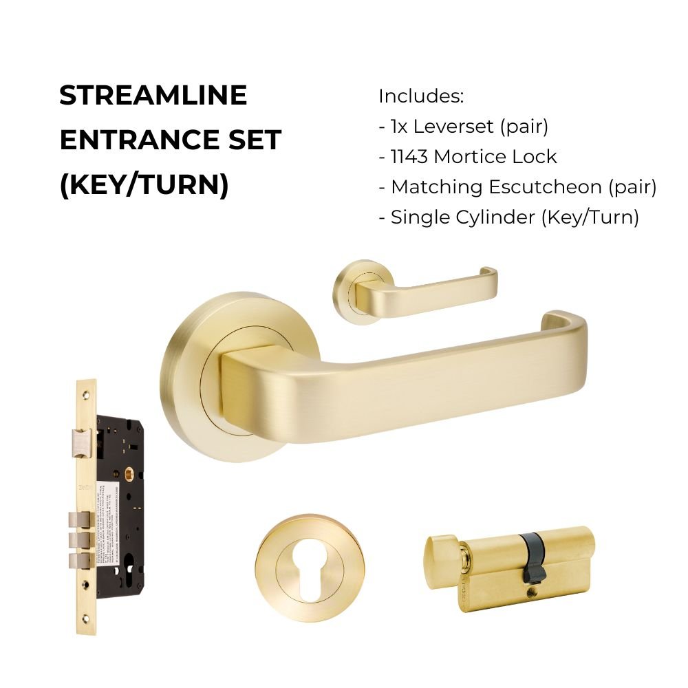Zanda Streamline - Satin Brass - Just Doors QLD