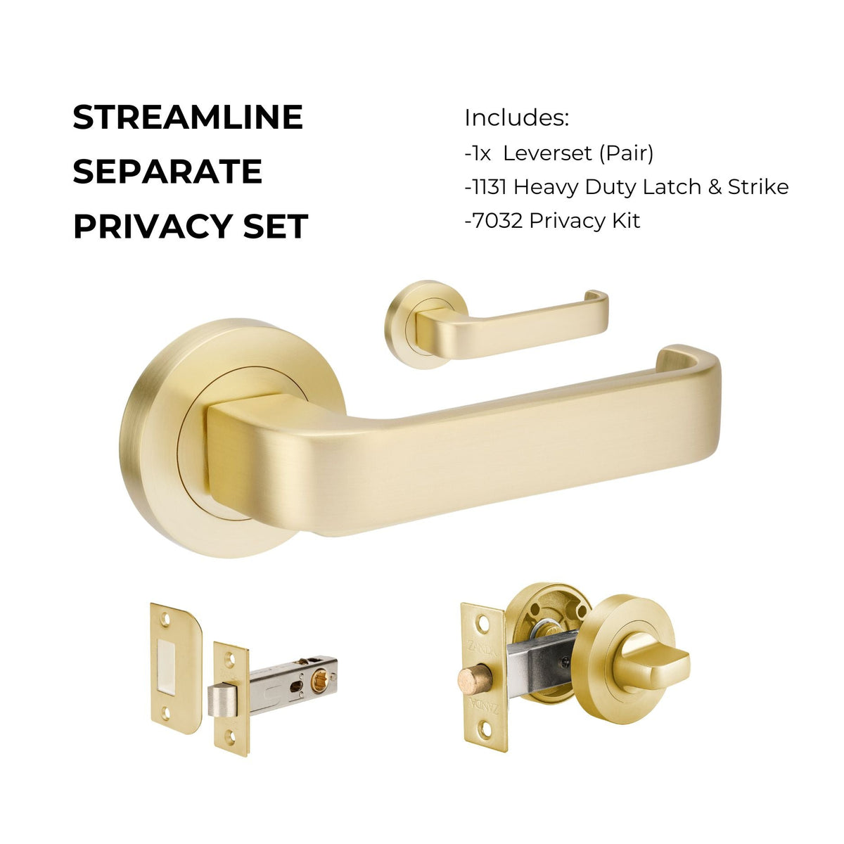 Zanda Streamline - Satin Brass - Just Doors QLD