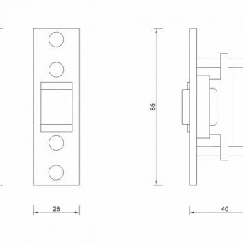 T37- Roller Bolt, door hardware