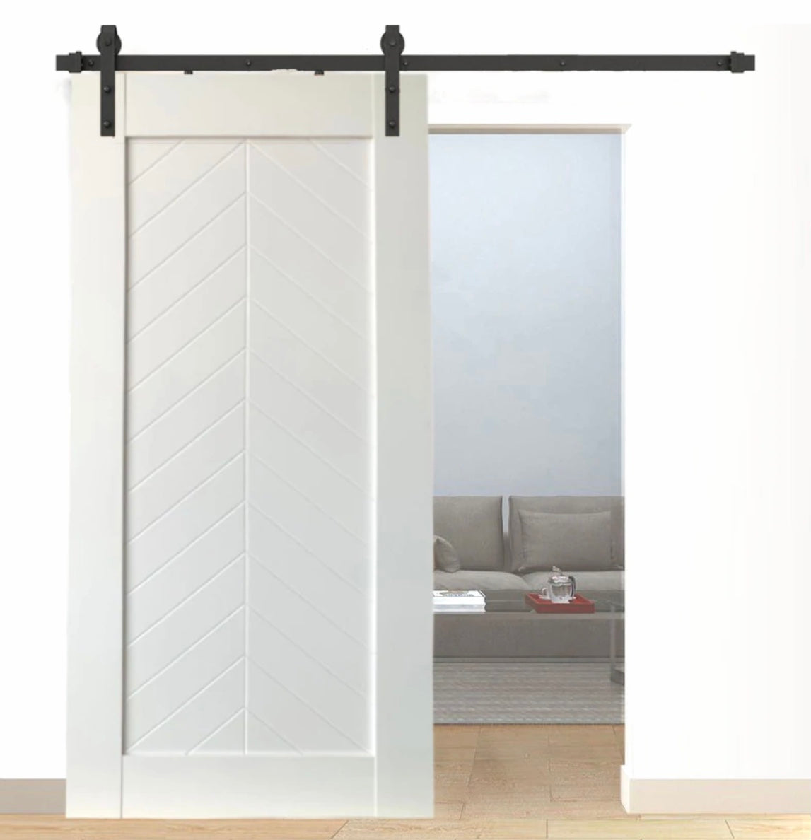 White herringbone Barn Door