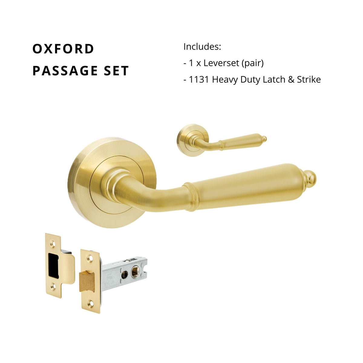 Zanda Oxford - Satin Brass Door Handles - Satin Brass