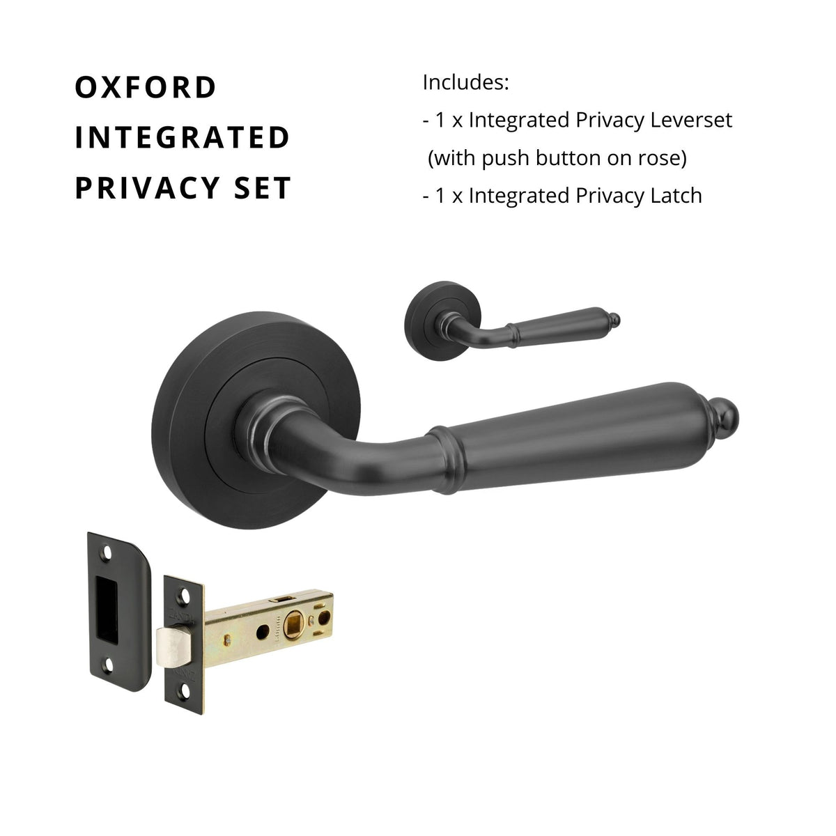 Zanda Oxford - Matt Black Door Handles - Matt Black