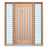 3L door with two glass louvre panels and colour-matched frame