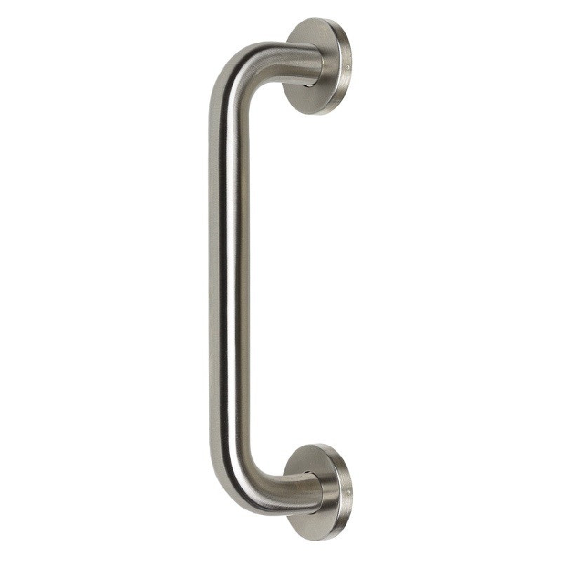 Zanda D Pull Handle on Rose - Stainless Steel design and finish reference