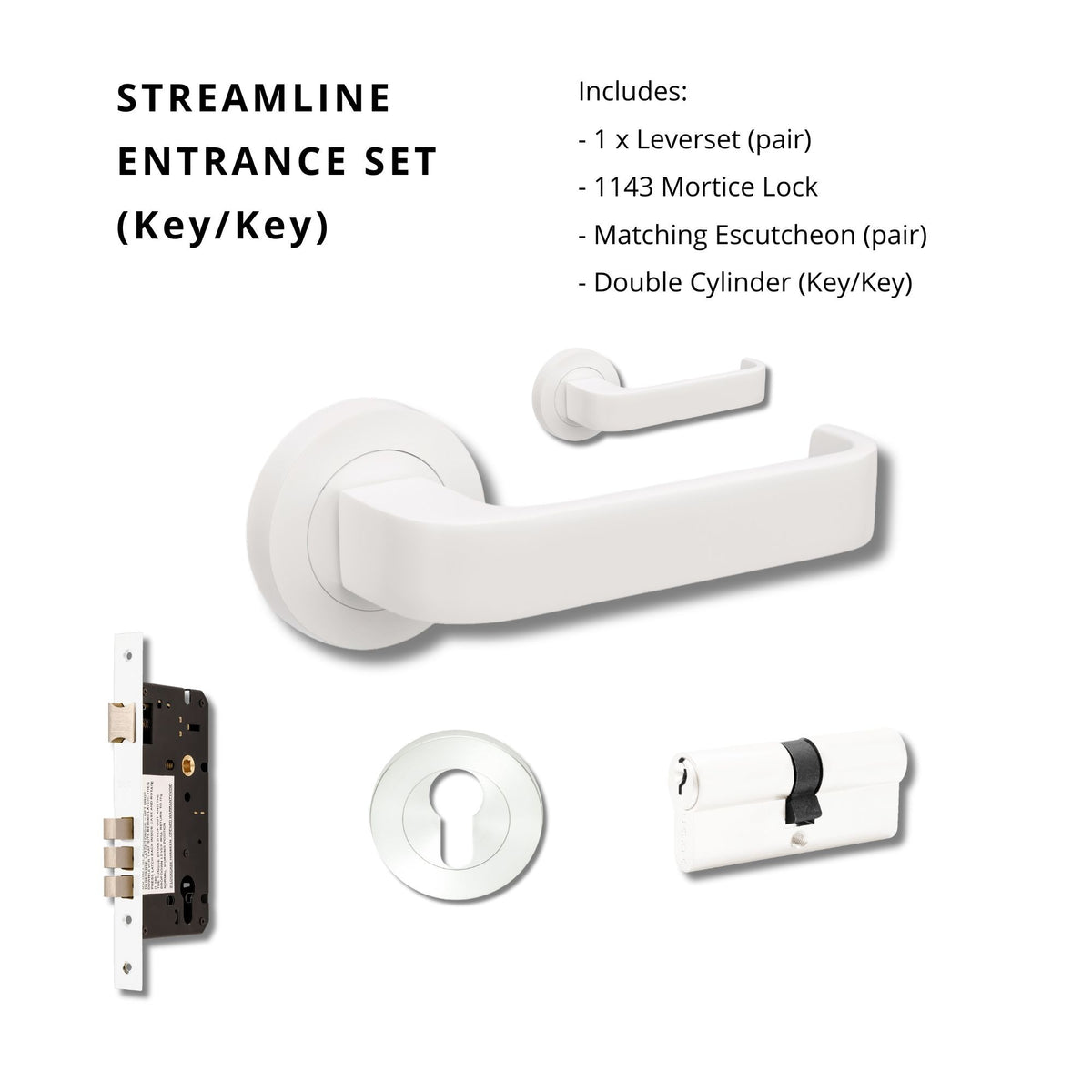 Zanda Streamline - Matt White Door Handles - Matt White