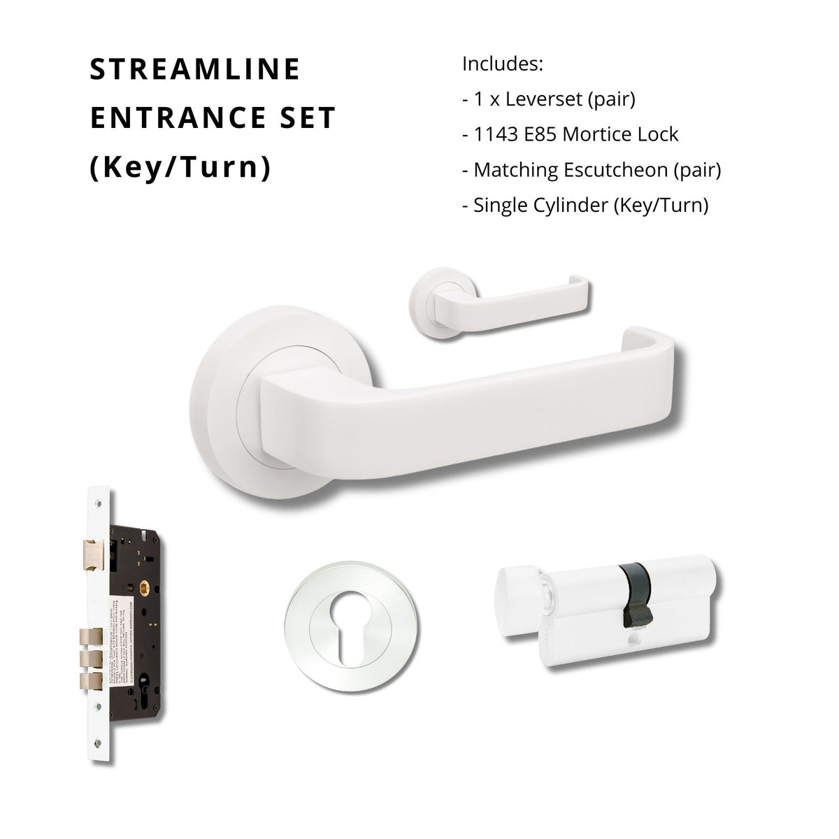 Zanda Streamline - Matt White Door Handles - Matt White