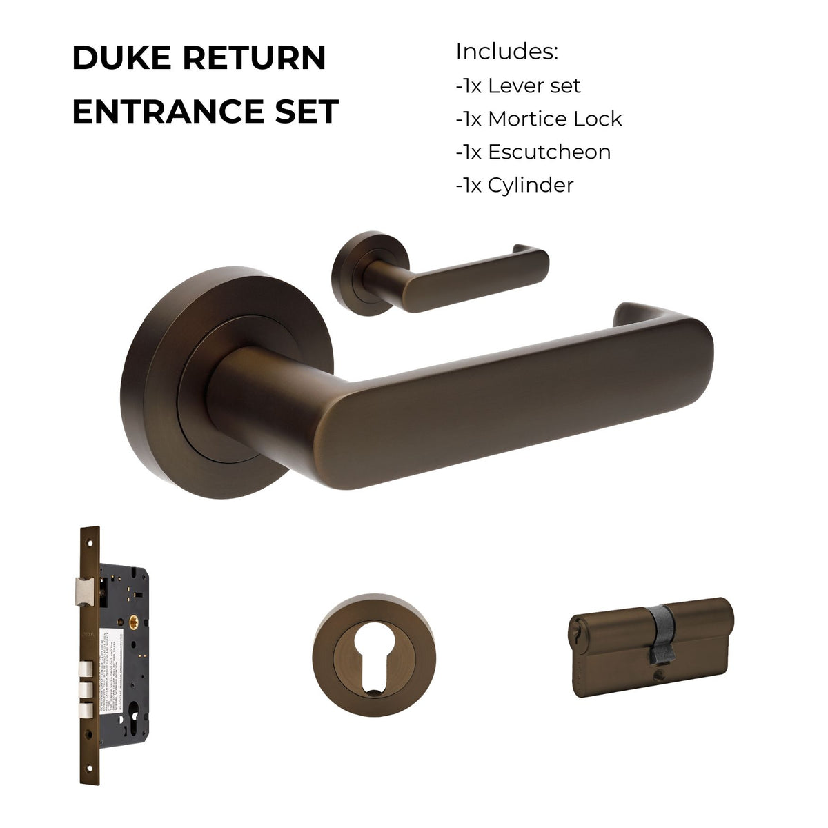 Zanda Duke Return Door Handles - Ember Bronze
