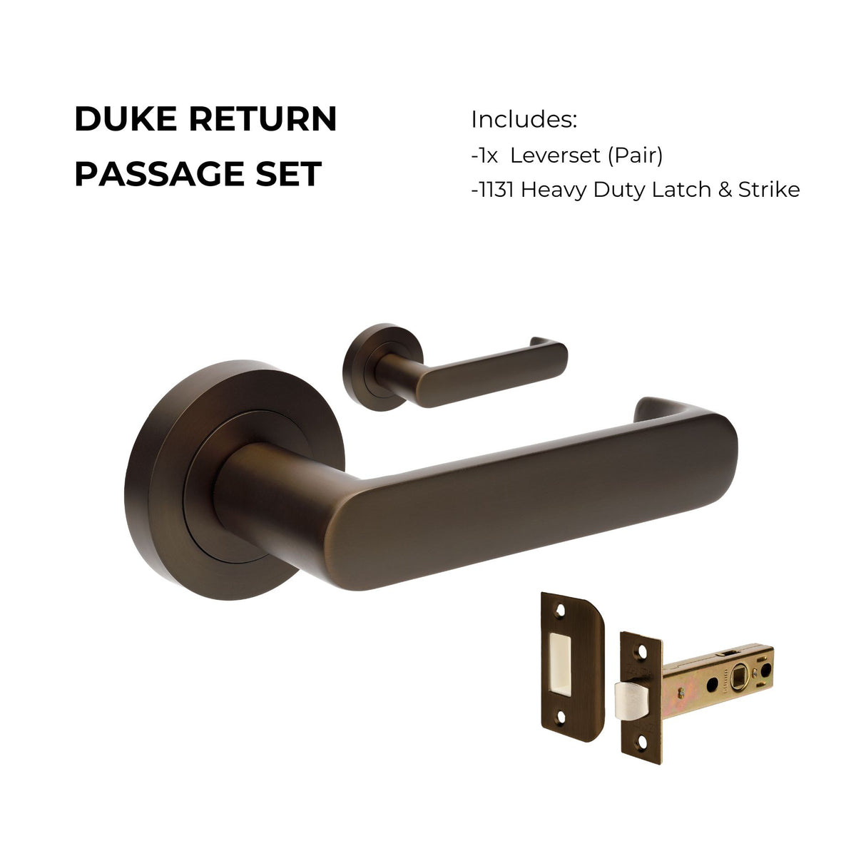 Zanda Duke Return Door Handles - Ember Bronze