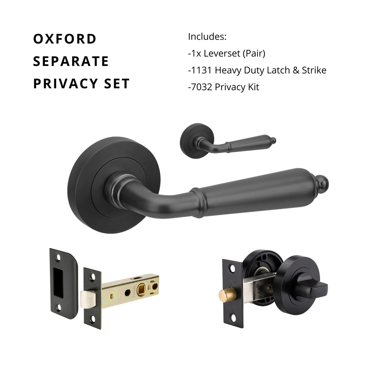 Zanda Oxford - Matt Black Door Handles - Matt Black