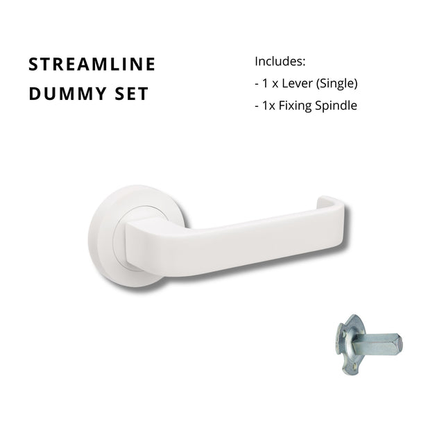 Zanda Streamline - Matt White Door Handles - Matt White