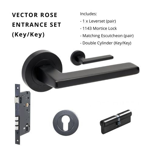 Zanda Vector - Matt Black Door Handles - Matt Black