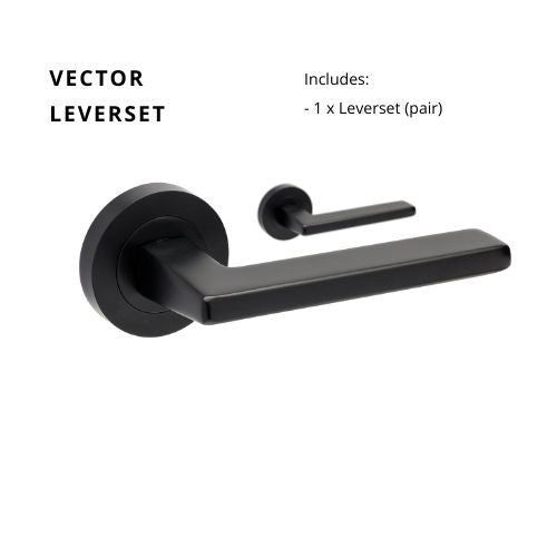 Zanda Vector - Matt Black Door Handles - Matt Black
