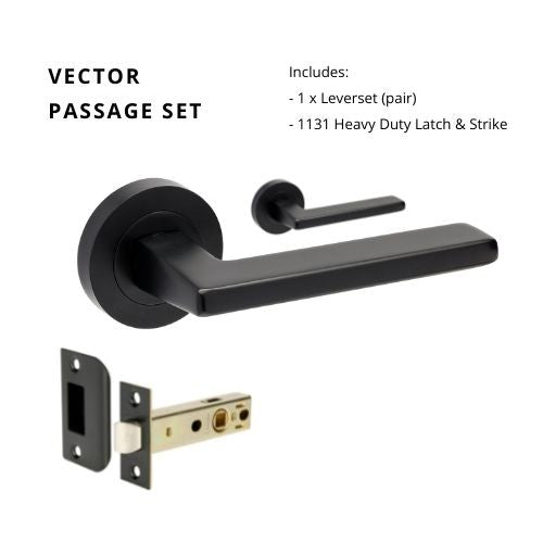 Zanda Vector - Matt Black Door Handles - Matt Black