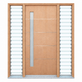 AHG door with two glass louvre sidelights on the plain white background