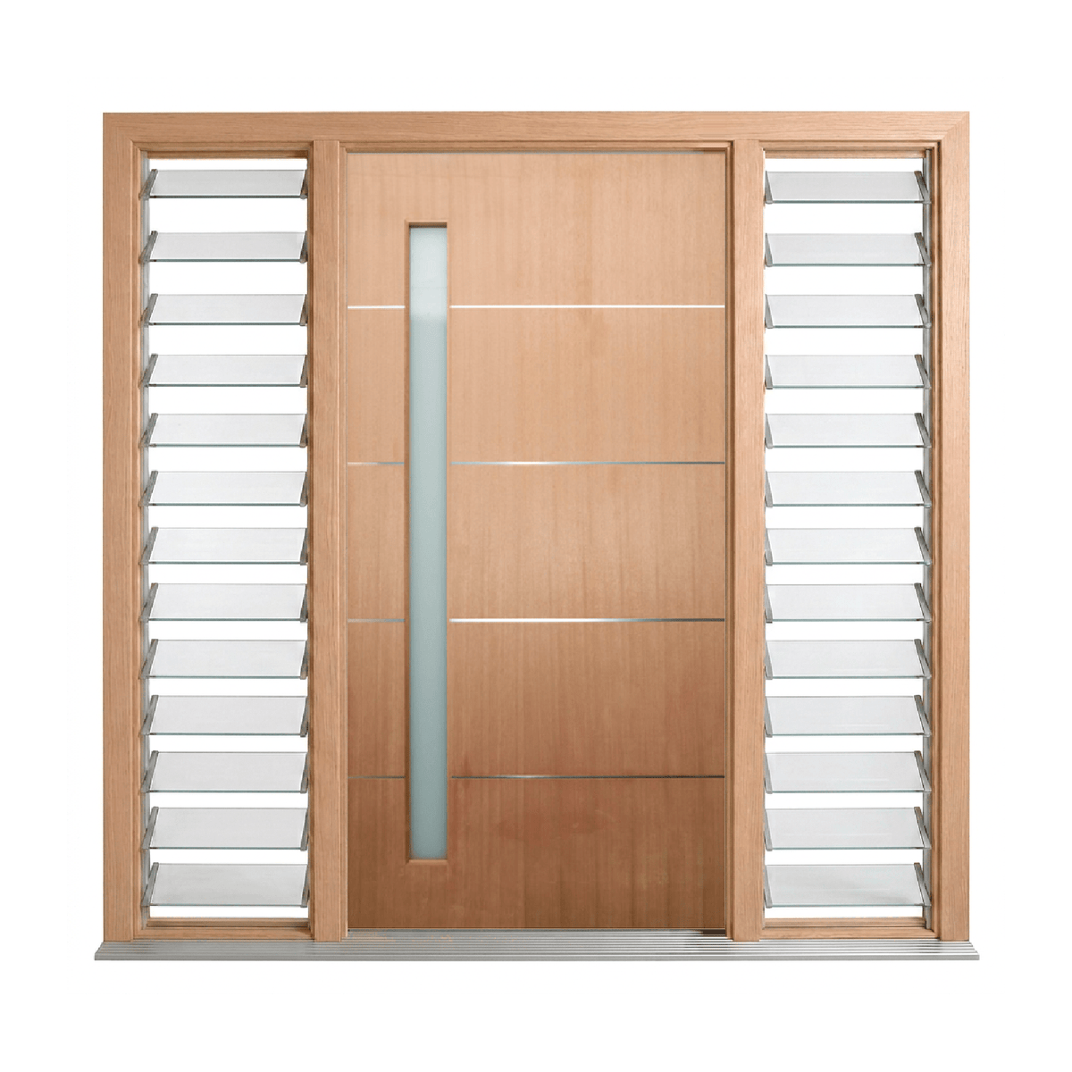 Aluminium Inlay Vertical Glass Timber Door 2340mm – Supplied & Installed