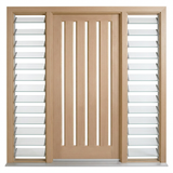Corinthian Blonde Oak AWO 5VG - New door and frame with 2 louvred sidelights - configuration illustration