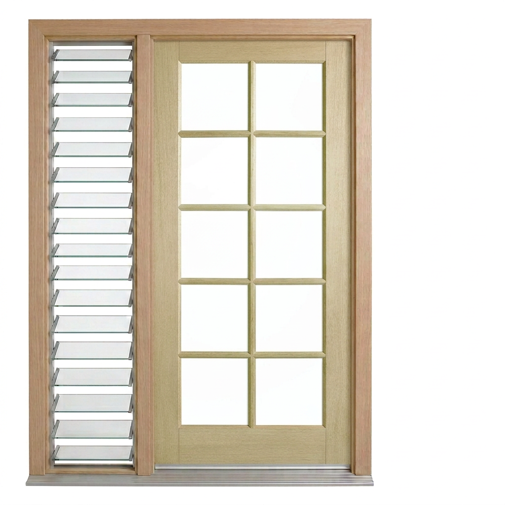 Corinthian Blonde Oak AWO 40 - New frame - 1 louvre - configuration illustration