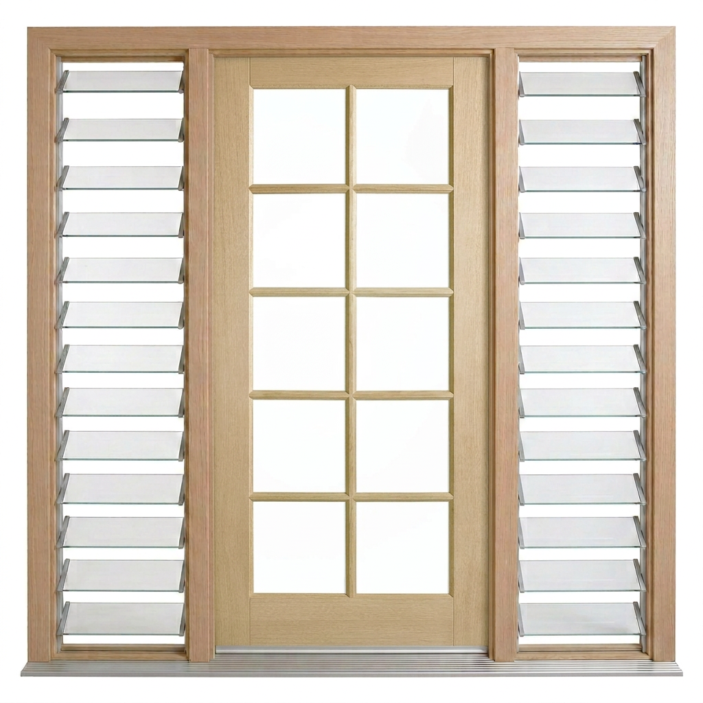 Corinthian Blonde Oak AWO 40 - New frame - 2 louvres - configuration illustration
