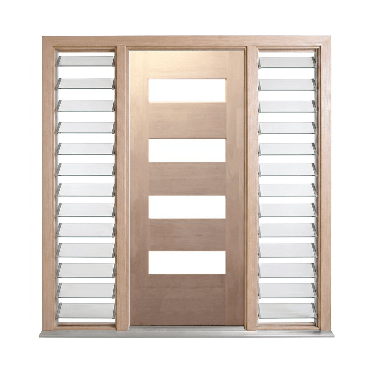 Bush Fire Range Horizontal 4 Lite Timber Door – BF-4H – WS Wide Style 2040 & 2340mm – Pre-Hung