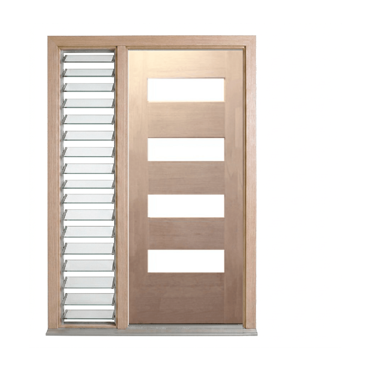 Bush Fire Range Horizontal 4 Lite Timber Door – BF-4H – WS Wide Style 2040 & 2340mm – Pre-Hung