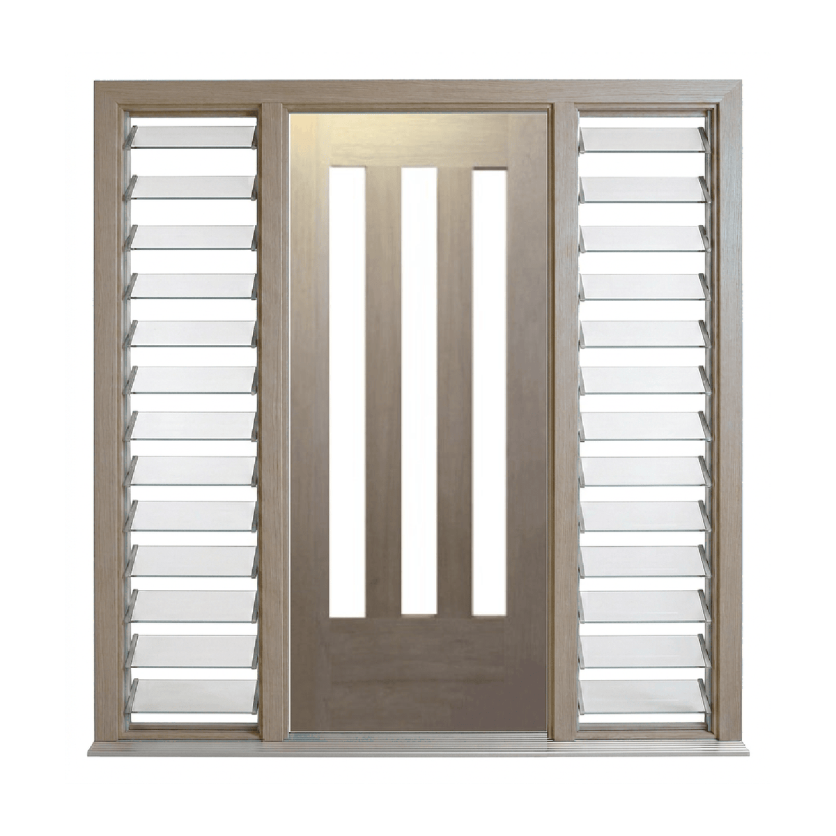 Bush Fire Range Vertical 3 Lite Timber Door – BF-3V 2040mm – Supplied & Installed
