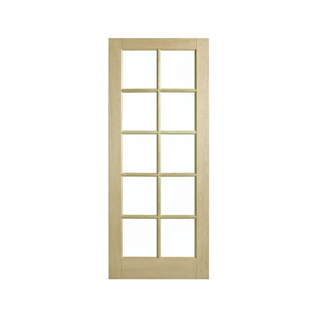 Corinthian Blonde Oak AWO 40 French 10-Lite Timber Door - Just Doors QLD