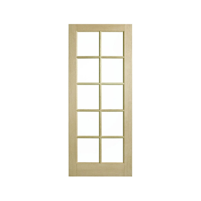 Corinthian Blonde Oak AWO 40 French 10-Lite Timber Door - Just Doors QLD