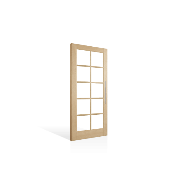 Corinthian Blonde Oak AWO 40 French 10-Lite Timber Door - Just Doors QLD