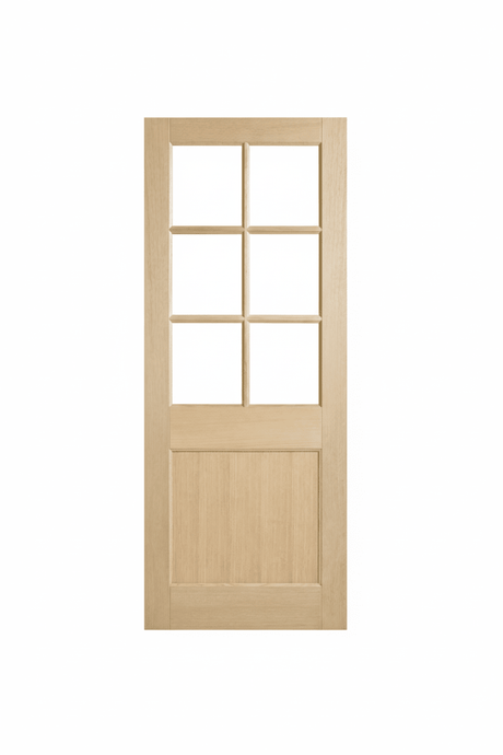 Corinthian Blonde Oak AWO 42G French Glazed Timber Door - Just Doors QLD