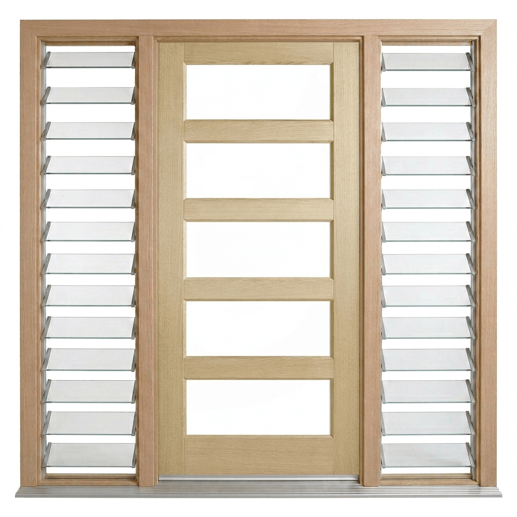 Corinthian Blonde Oak AWO 5G Door - Supplied & Installed - Just Doors QLD